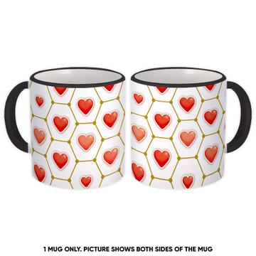 Hearts Hexagons : Gift Mug Valentine Pattern Love Engagement Party Proposal Kisses