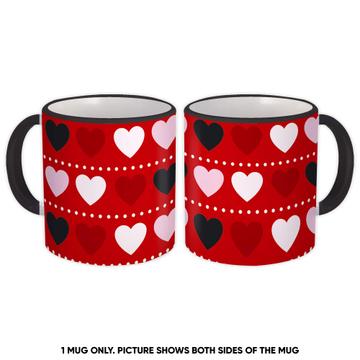 Hearts In Rows : Gift Mug Valentines Day Pattern Polka Dots Passion Romantic Print
