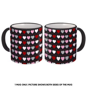 Hearts In Rows : Gift Mug Be My Valentine Pattern Love Fabric Sweets Decor Dots Diy