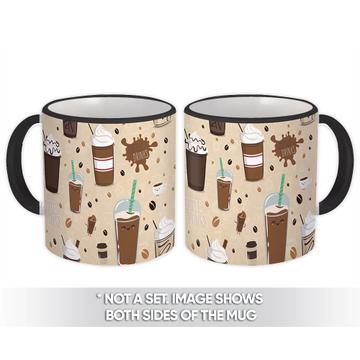 Coffee Drinks : Gift Mug Happy Cup Beans Pattern Sweet Iced Frappe Kitchen Decor Diy