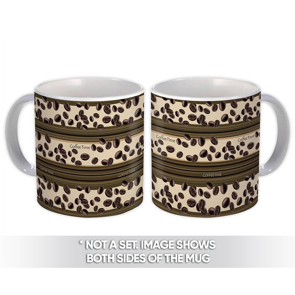 Gift Mug : Coffee Time Olive Color Pattern Beans Latin America Kitchen Wall