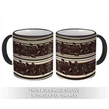 Coffee Time : Gift Mug Beans Striped Pattern Drink Coffee House Decor Dad Mom Kitchen