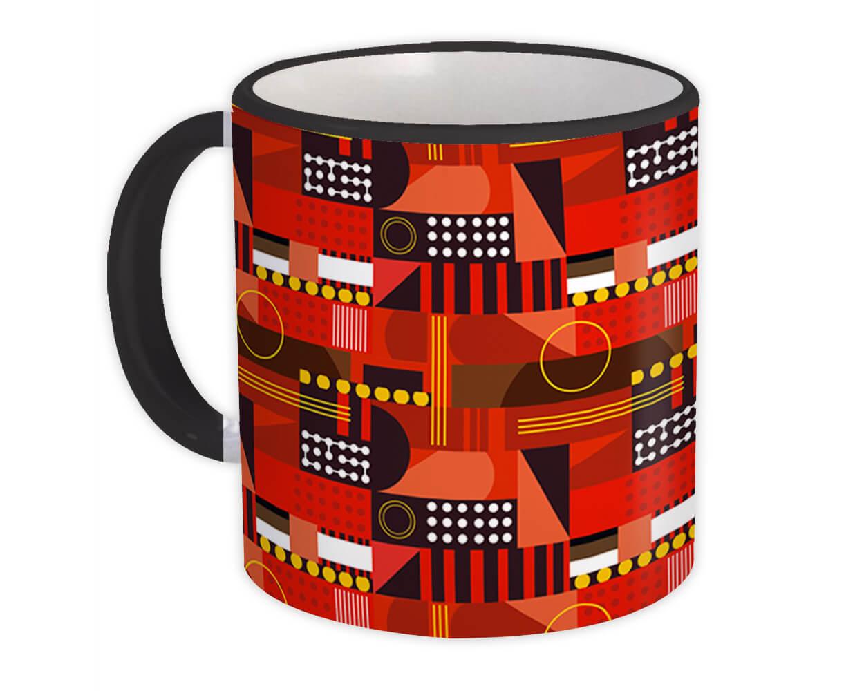 Gift Mug : Abstract Modern Home Decor Red Pattern Shapes Neutral