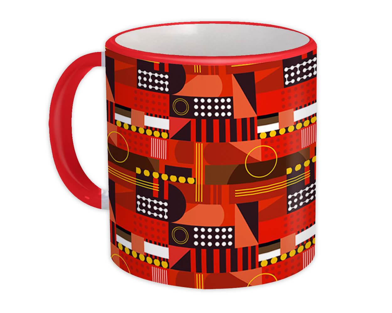 Gift Mug : Abstract Modern Home Decor Red Pattern Shapes Neutral