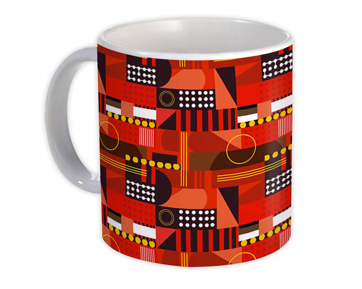 Gift Mug : Abstract Modern Home Decor Red Pattern Shapes Neutral