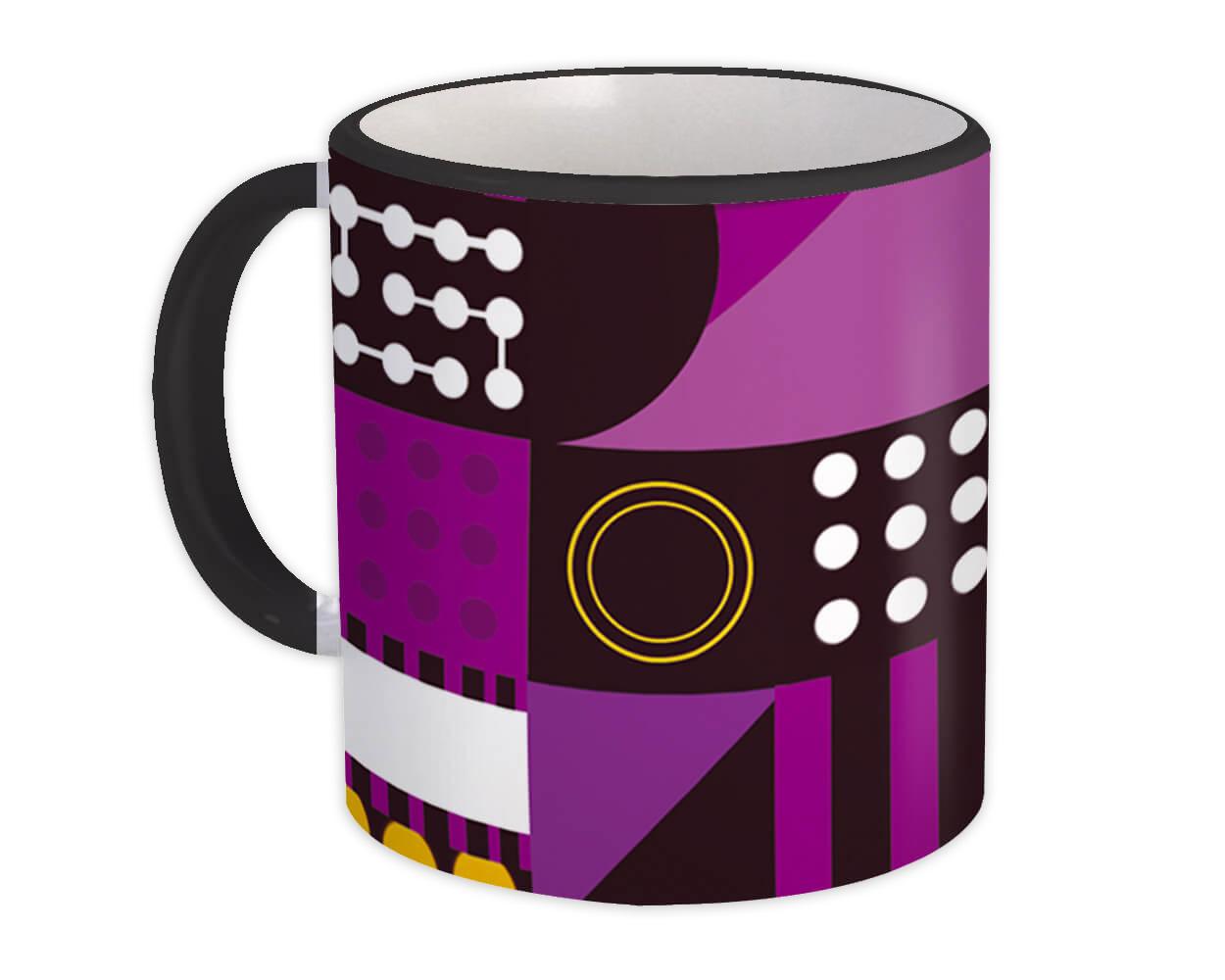 Gift Mug : Abstract Modern Home Decor Purple Pattern Shapes Neutral