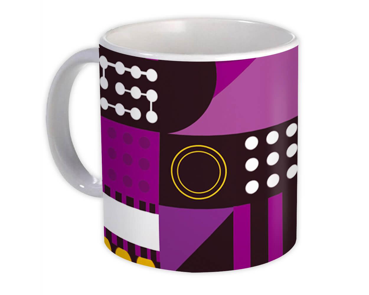 Gift Mug : Abstract Modern Home Decor Purple Pattern Shapes Neutral