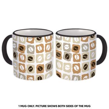 Coffee Beans Squares : Gift Mug Pattern Lover Latte Kitchen Wall Decor Cup