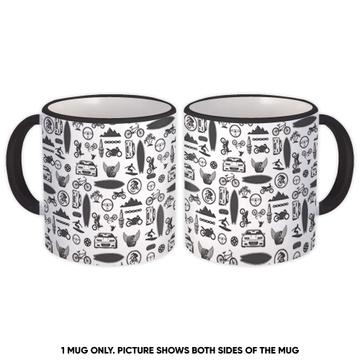 Holidays Pattern : Gift Mug Sports Sportsman For Him Father Surfing Skate Motorcycle Cars