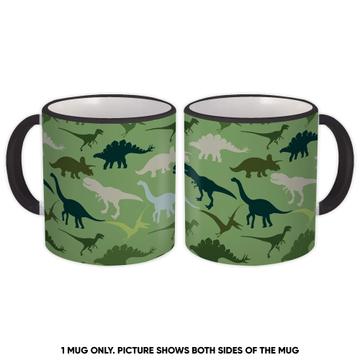 Dinosaur Silhouettes Pattern : Gift Mug Dinosaurs Dino Lover For Boy Jurassic Park Wall Decor