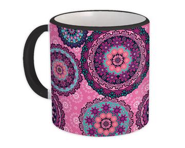 Mandala : Gift Mug Pink Decor Pattern Indian Esoteric Abstract Pattern Shapes Neutral