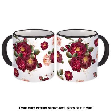 Burgundy Roses : Gift Mug Flowers Mothers Day Wedding Anniversary Vintage Decor