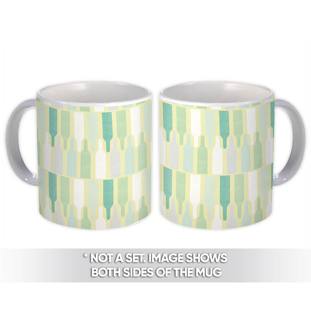 Gift Mug : All Over Wine Bottles Pastel Pattern Home Kitchen Wall Decor