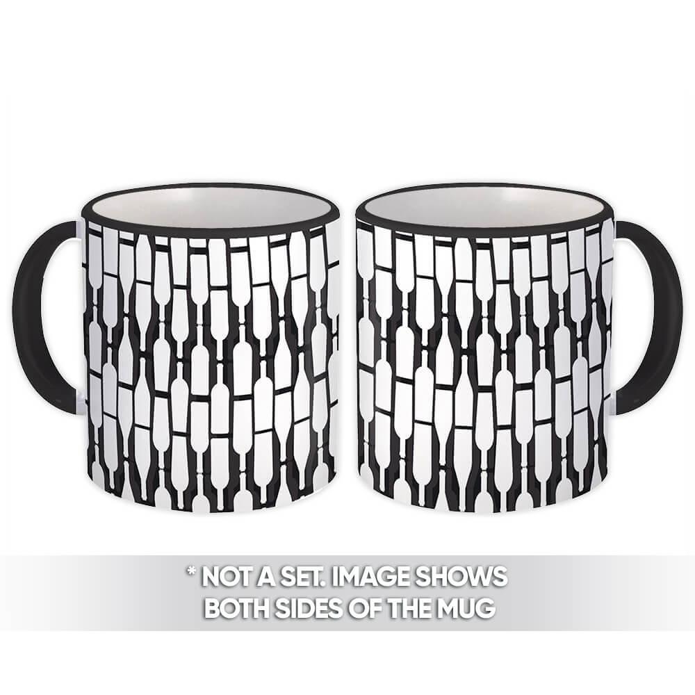 Gift Mug : Different Shape Bottles Black White Pattern Home Decor Elegant Retro