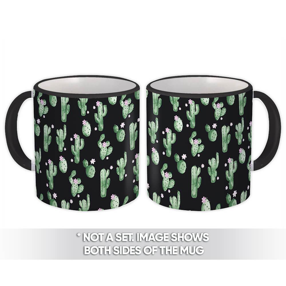 Gift Mug : Cactus Flower Black Pattern Cute Decor Trend Summer