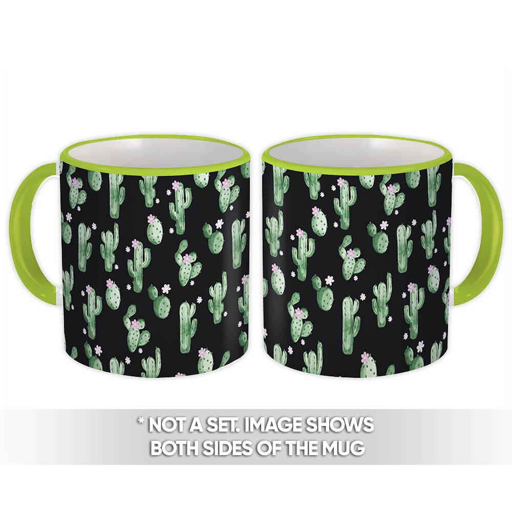 Gift Mug : Cactus Flower Black Pattern Cute Decor Trend Summer