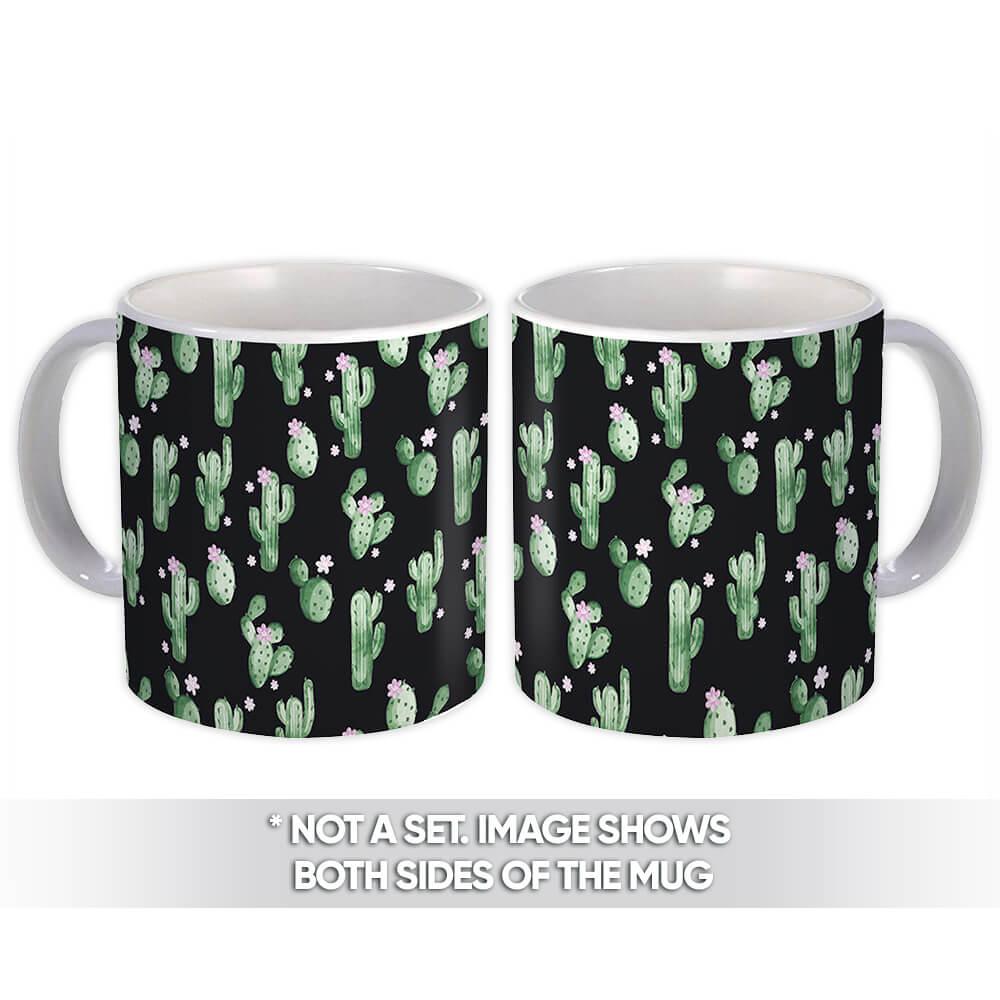 Gift Mug : Cactus Flower Black Pattern Cute Decor Trend Summer