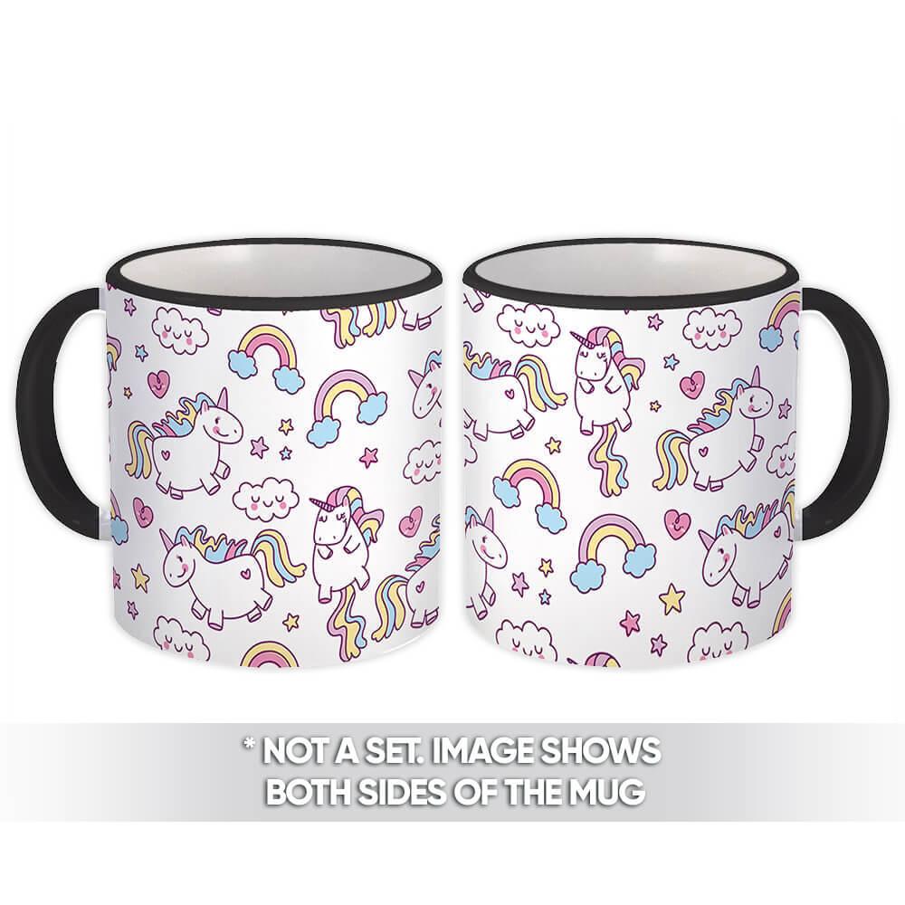 Gift Mug : Cute Unicorns Funny Animal Rainbow Magical Pattern Kids Party Favors