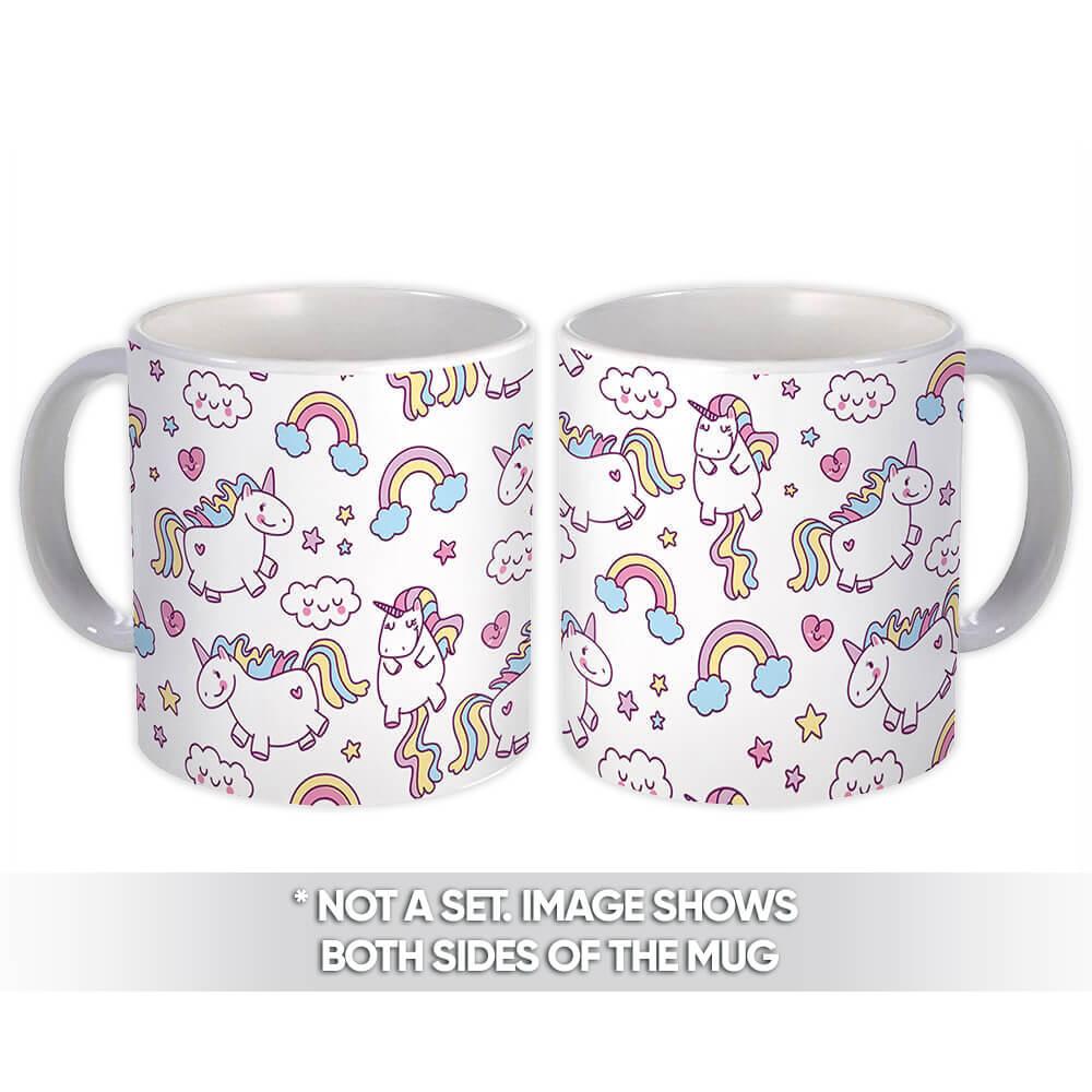 Gift Mug : Cute Unicorns Funny Animal Rainbow Magical Pattern Kids Party Favors