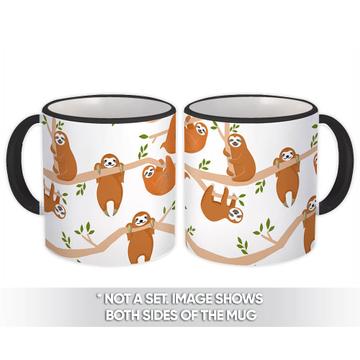 Cute Sloth : Gift Mug Tree Kids Funny Animal Exotic Nursery Decor Pattern Friends Tropical