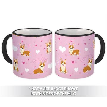 Corgi Pet : Gift Mug Cute Dog Animal Kids Hearts Baby Shower Party Decor Pattern Friend