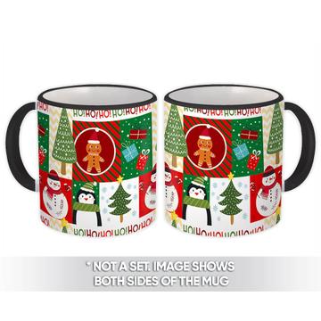 Cute Christmas Set : Gift Mug Seasons Greetings Snowman Tree Gift Childish Pattern Sweet