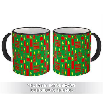 Stamped Candles : Gift Mug Season Greetings Christmas Advent Anniversary Pattern Kids