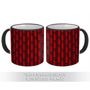 Bottle Print : Gift Mug All Over Pattern Red Wine Fabric Wall Home Decor Diy Design Furniture