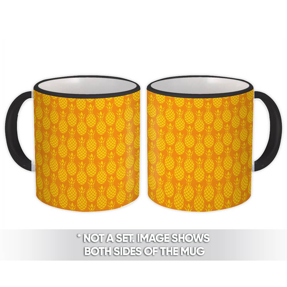 Gift Mug : Monocolor Pineapple Repeatable Pattern Tropical Fruit Fashion Retro