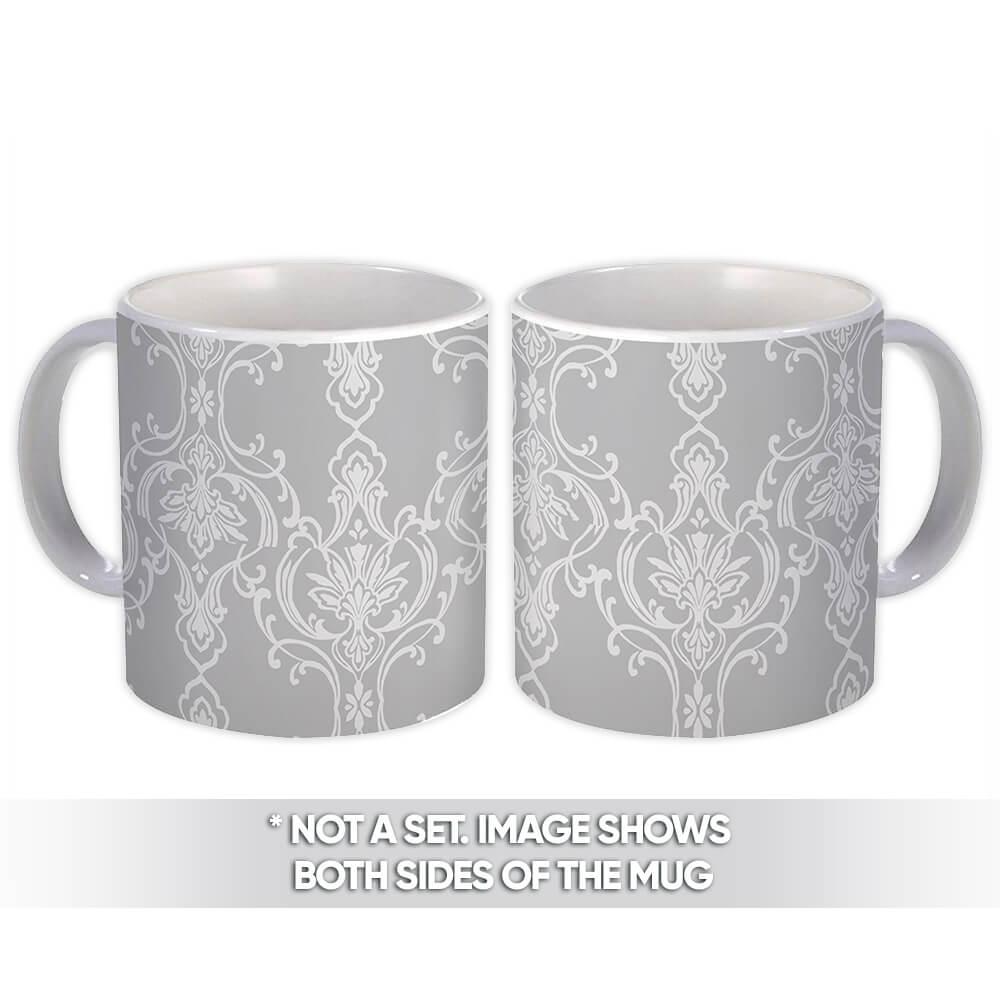 Gift Mug : Damask Pattern Abstract Bride Veil Wedding Anniversary Tracery Home