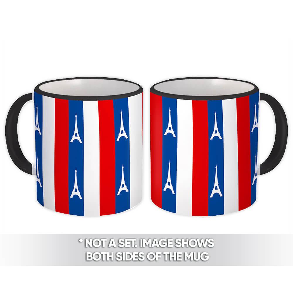 Gift Mug : French Tricolor Flag Travelling Accessory Decor Eiffel Tower Stripes