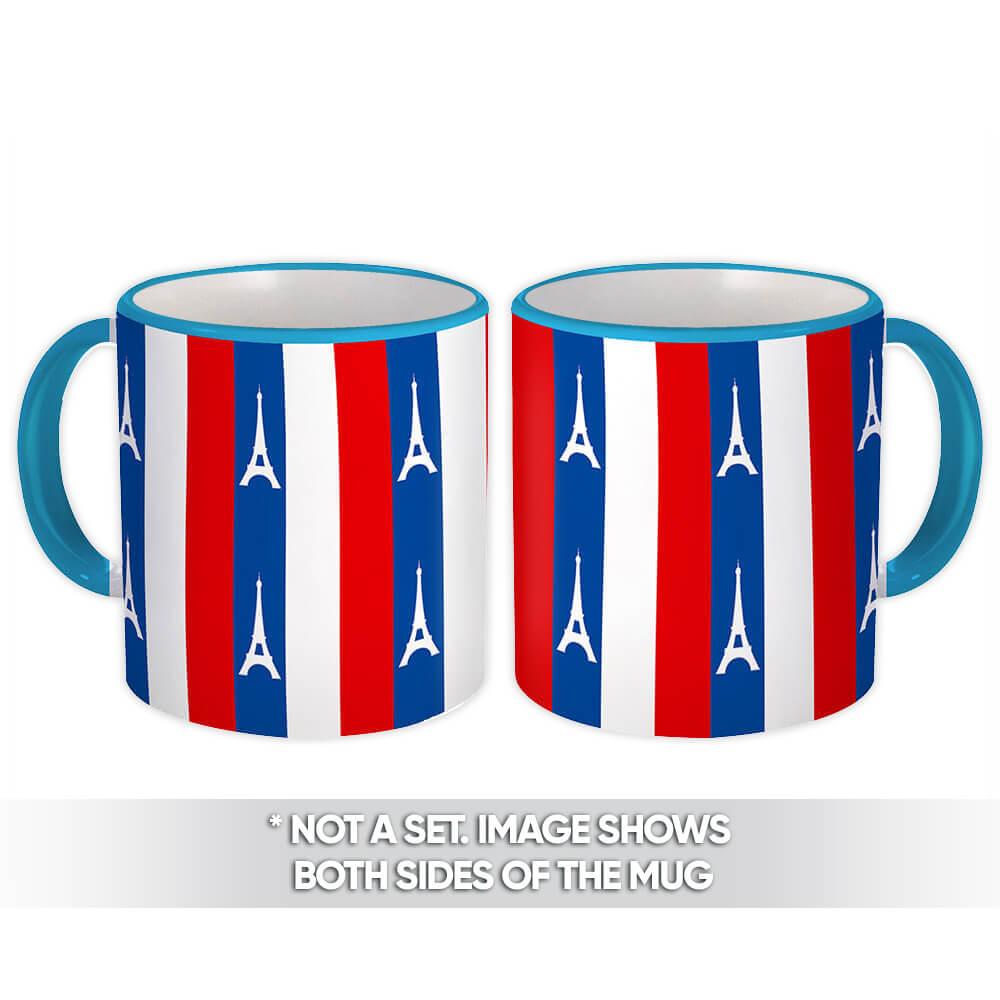 Gift Mug : French Tricolor Flag Travelling Accessory Decor Eiffel Tower Stripes