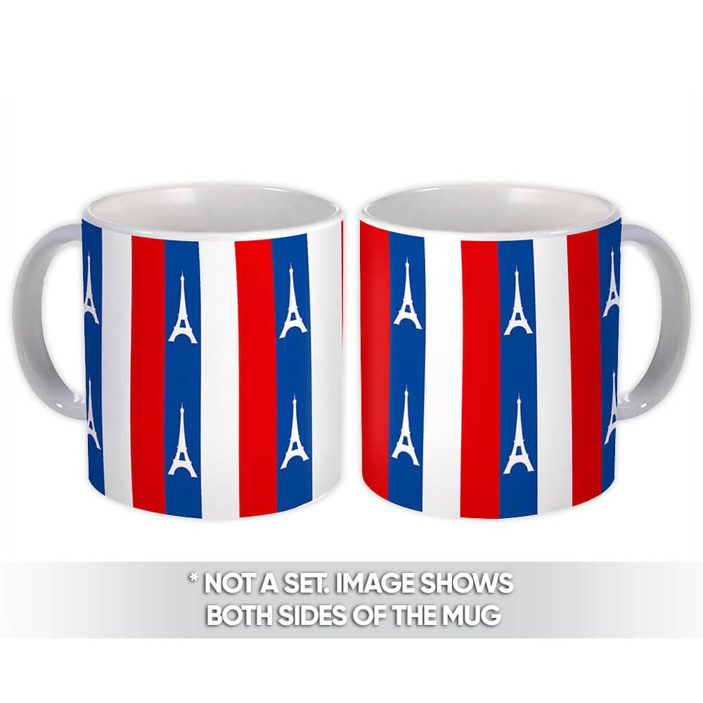 Gift Mug : French Tricolor Flag Travelling Accessory Decor Eiffel Tower Stripes