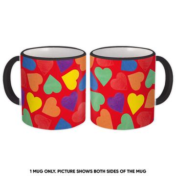 Rainbow Hearts : Gift Mug Valentines Day Colors Pattern Be Mine With Love For You