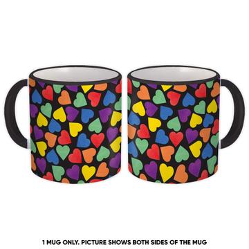 Rainbow Hearts : Gift Mug Joyful Pattern Happiness Friendship Solidarity Love Equality