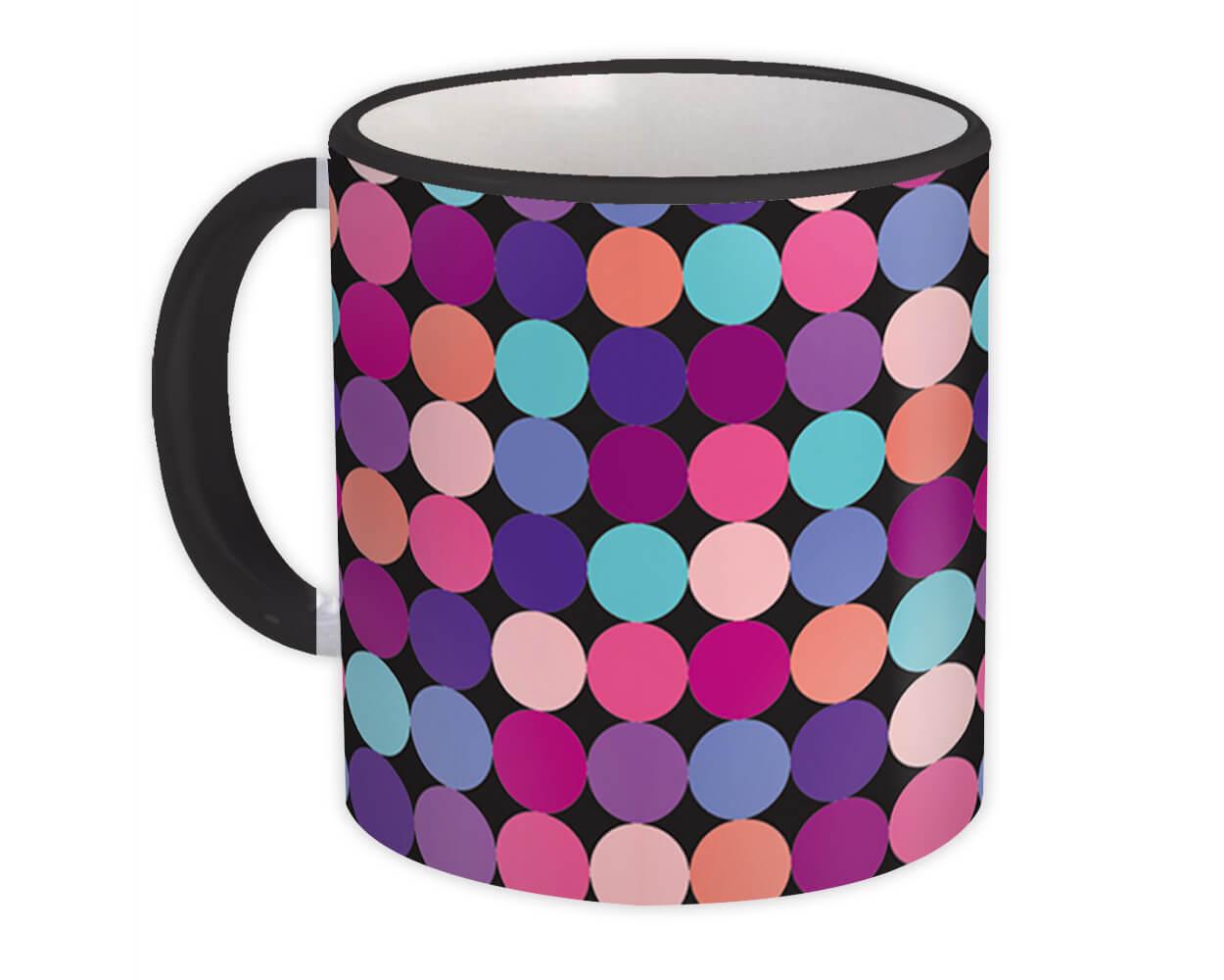 Gift Mug : Colorful Circles Polka Dots Black Home Decor