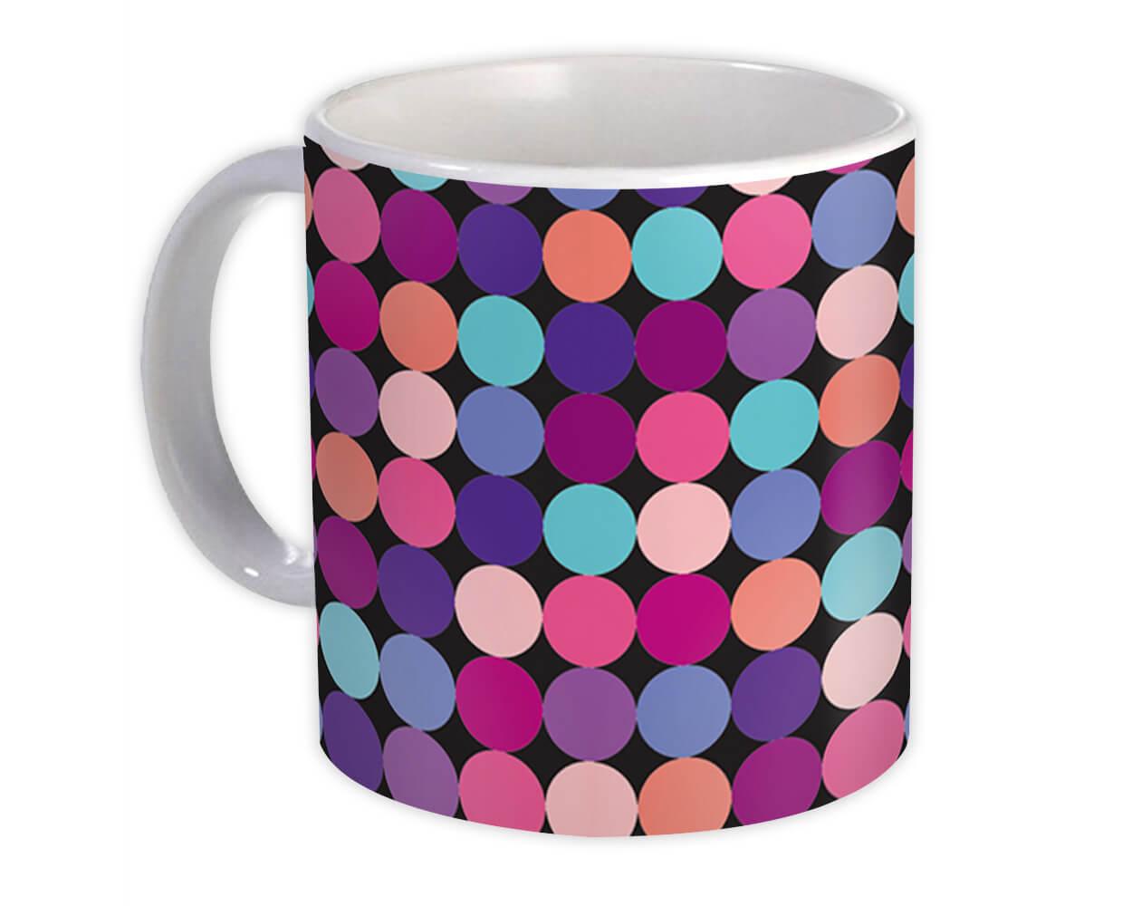 Gift Mug : Colorful Circles Polka Dots Black Home Decor