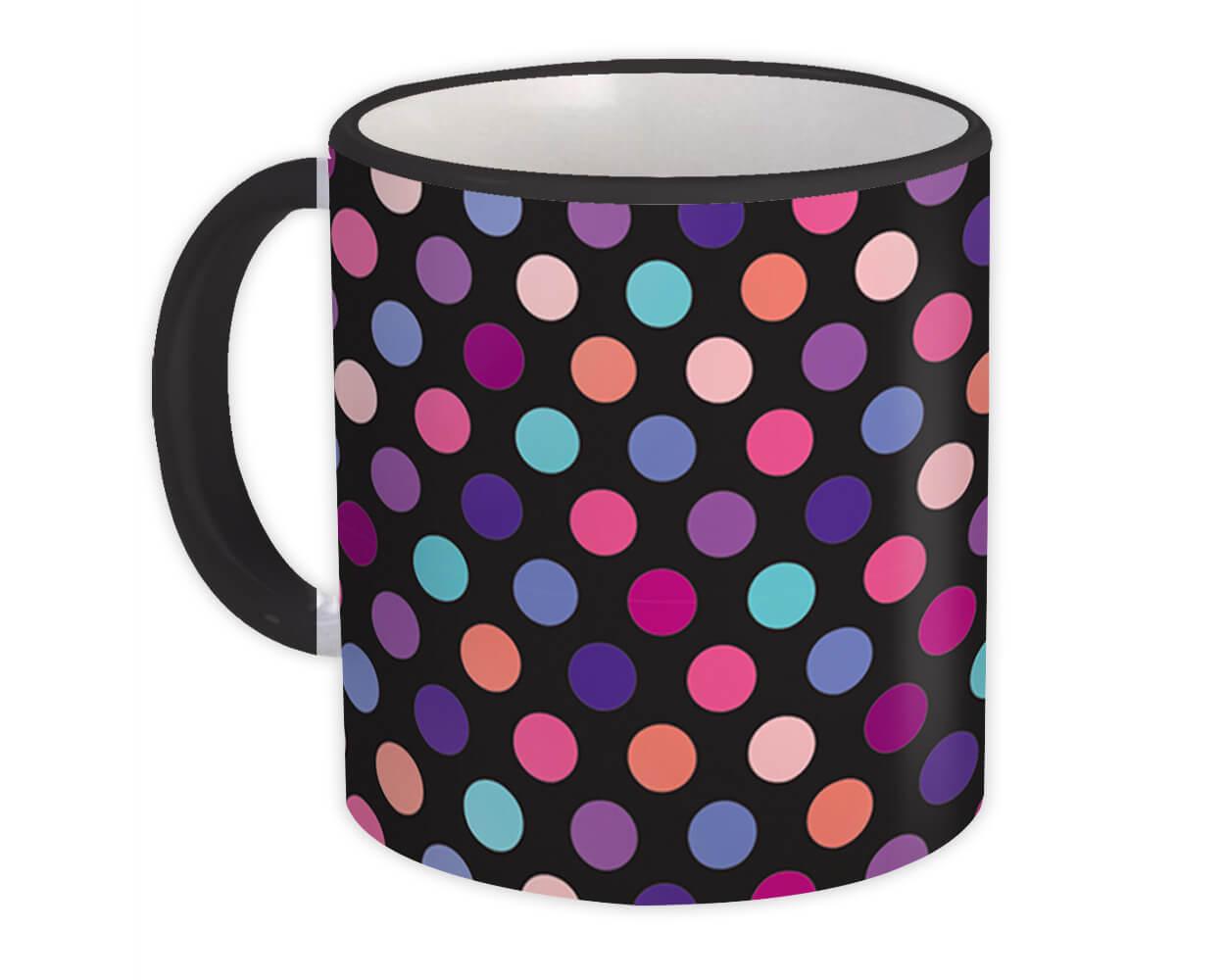 Gift Mug : Polka Dots Colorful Circles Black Home Decor