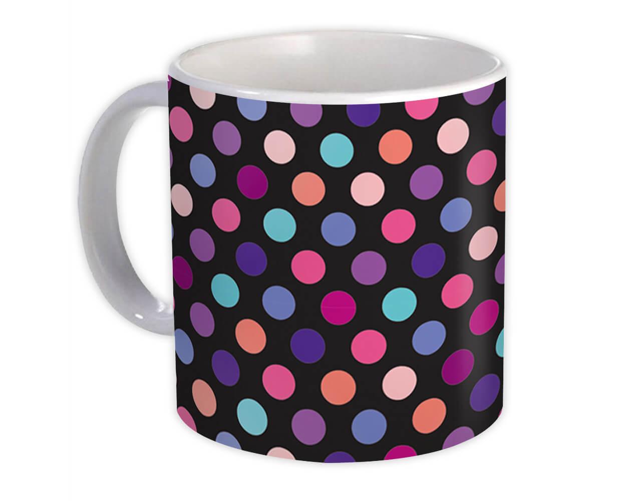 Gift Mug : Polka Dots Colorful Circles Black Home Decor