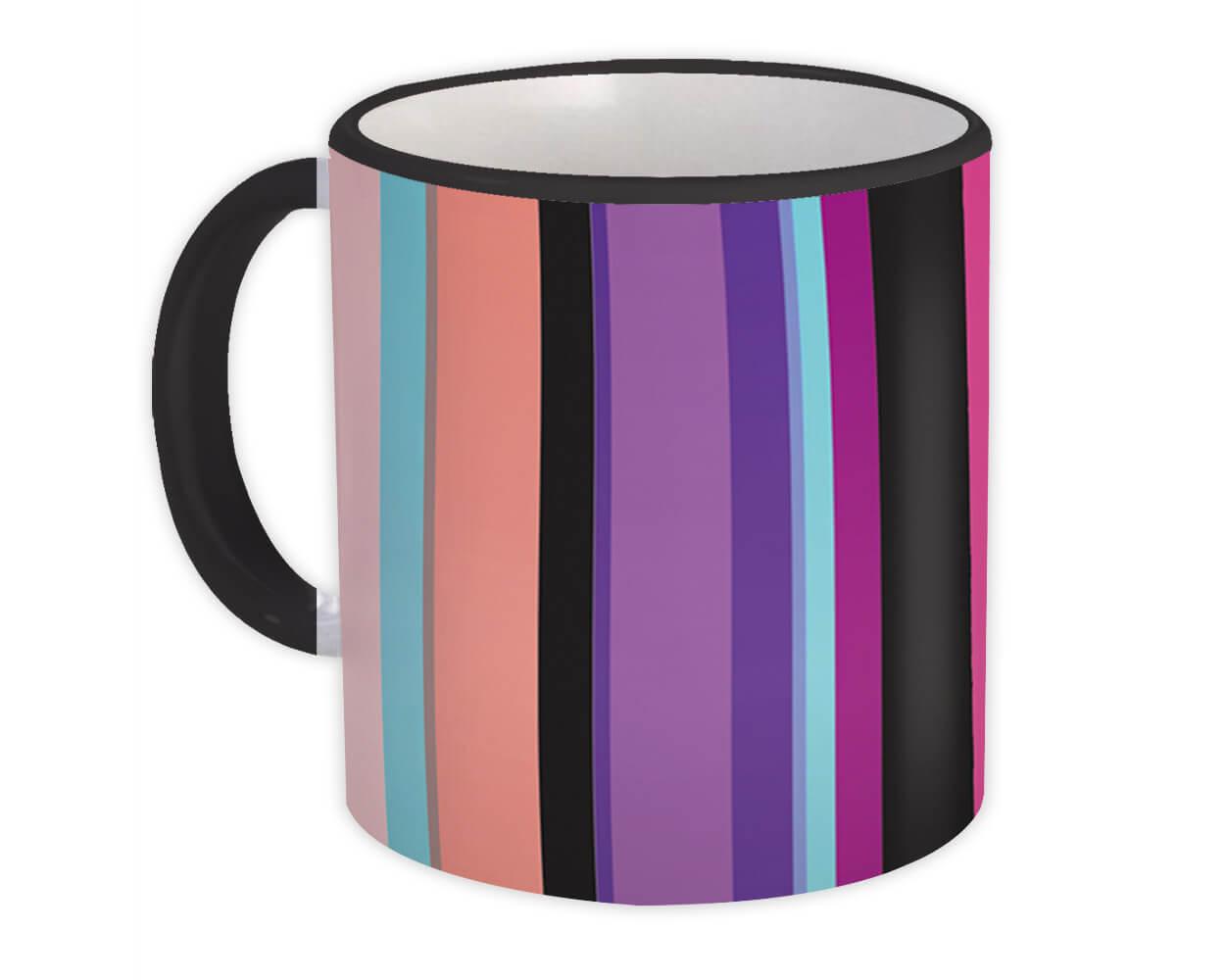 Gift Mug : Stripes Modern Home Decor Black Pink Purple