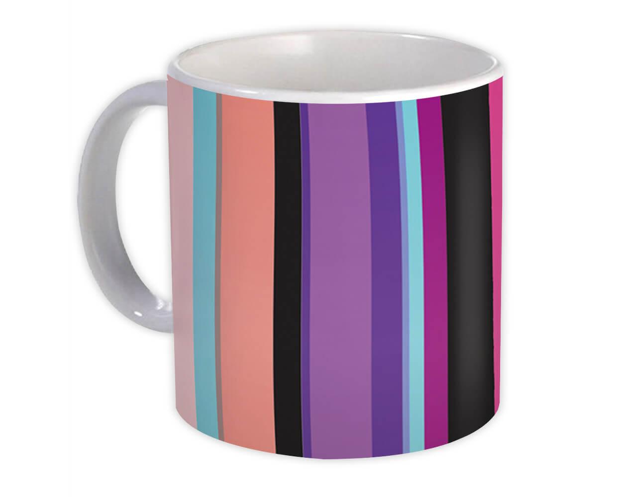 Gift Mug : Stripes Modern Home Decor Black Pink Purple