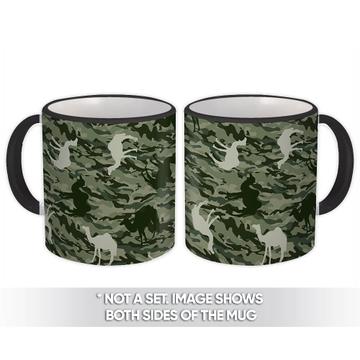 Camouflage Camels : Gift Mug Military Style Hunter Green Pattern Fathers Day Desert