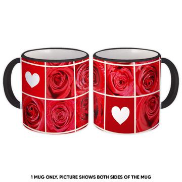 Rosebuds Photo : Gift Mug Valentines Day Flower Pattern Passion Love Square Print