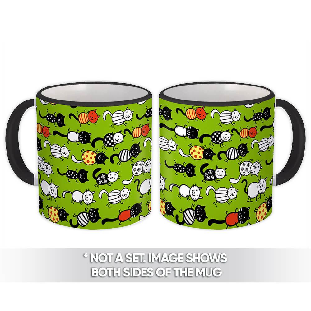 Gift Mug : Funny Cats Child Drawing Toddler Party Pattern Smiling Animal School