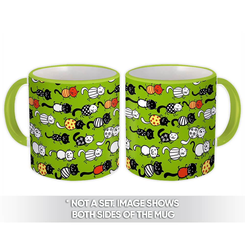 Gift Mug : Funny Cats Child Drawing Toddler Party Pattern Smiling Animal School