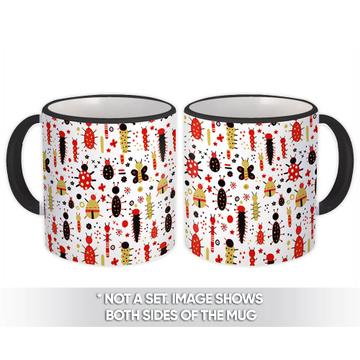 Funny Insects : Gift Mug Ladybug Worm Butterfly Pattern Baby Shower Flowers Cute Style
