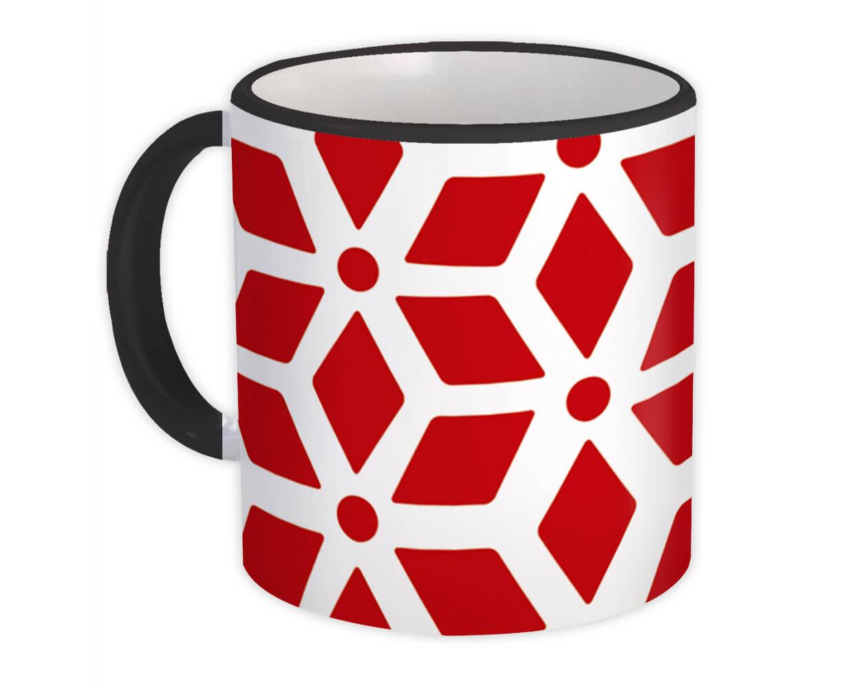 Gift Mug : Abstract Design Red Modern Home Decor Scandinavian