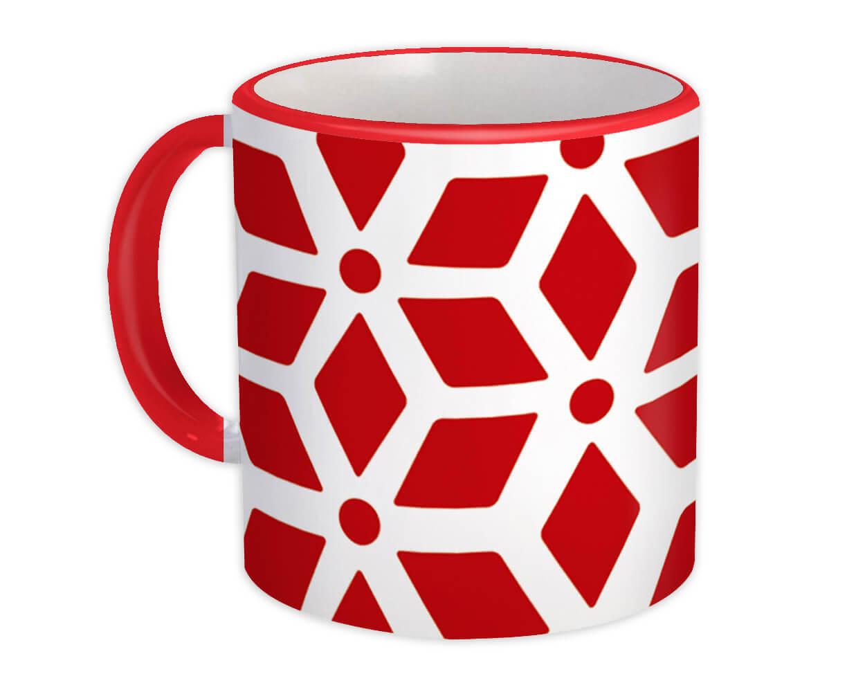 Gift Mug : Abstract Design Red Modern Home Decor Scandinavian