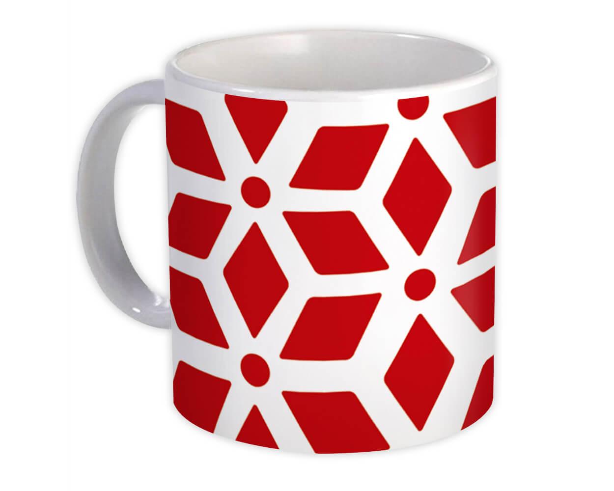 Gift Mug : Abstract Design Red Modern Home Decor Scandinavian