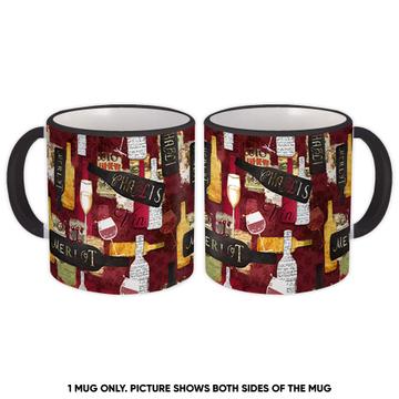 Wine Pattern : Gift Mug Seamless Winery Cup Merlot Blanc Chablis Drinks Lover Father